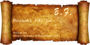 Bozsaki Fáta névjegykártya